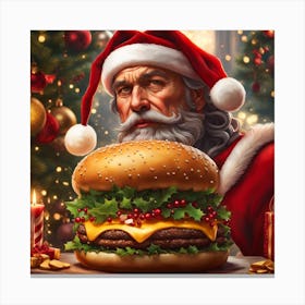 Santa Claus and a Burger Canvas Print