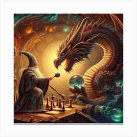 Chess With Dragon Canvas Print