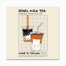 Pearl Milk Tea Square Canvas Print