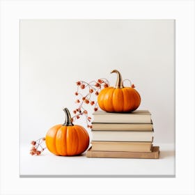 Pumpkins On Books 4 Canvas Print