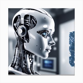 Woman With A Robot Head Canvas Print