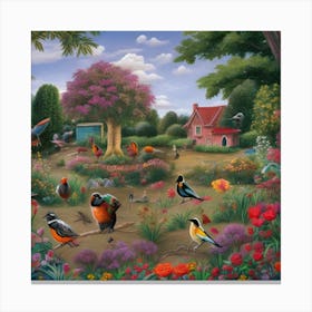 Birds In The Garden Canvas Print