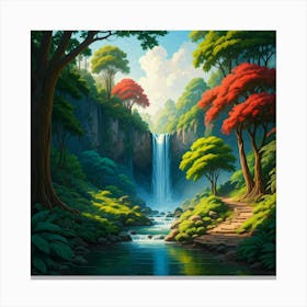 Waterfall In The Forest 4 Canvas Print