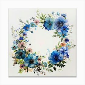 Blue Anemone Wreath Canvas Print