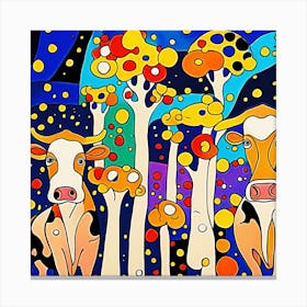 Cows In The Forest 1 Canvas Print