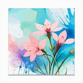 Watercolor Flowers Background Canvas Print