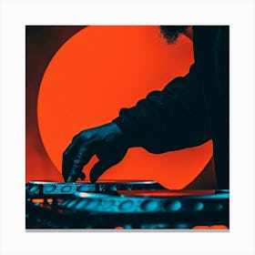 Dj Spinning A Turntable Canvas Print