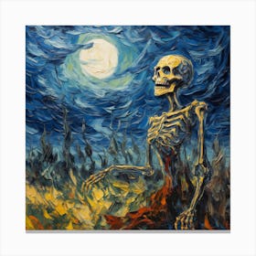 Skeleton In The Field Canvas Print