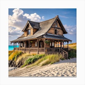 Cottage On The Beach Canvas Print