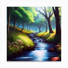 Stream In The Forest 12 Canvas Print