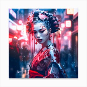 Geisha in red. Canvas Print