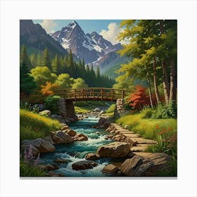 Bridge In The Mountains 3 Canvas Print