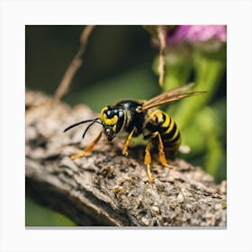 Wasp On A Branch Canvas Print
