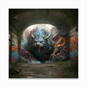 Mythical Creature Graffiti Canvas Print