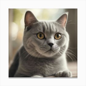 A Cute British Shorthair Kitty, Pixar Style, Watercolor Illustration Style 8k, Png (5) Canvas Print