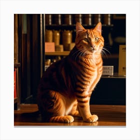 Cat In A Shop 1 Canvas Print