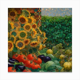 Sunflowers In The Garden Canvas Print