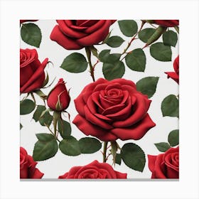 Red Roses Seamless Pattern 4 Canvas Print