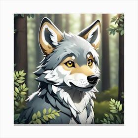 Cute Chibi Wolf Canvas Print