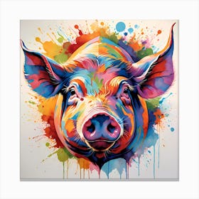 Vibrant Pig Art Painting Canvas Print