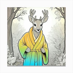 Deer In Robe 10 Canvas Print