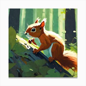Red Squirrel In The Woods Canvas Print