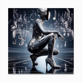 Robot Woman With Music Notes Canvas Print