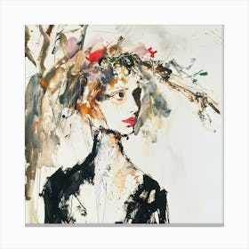 'Woman With Flowers' Canvas Print