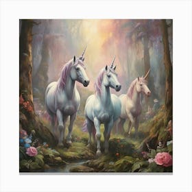 Unicorns In The Forest Canvas Print