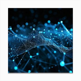 Blueish Abstract Network Of Interlinked Nodes Floating In Three Dimensional Space Showcasing Futuri Canvas Print