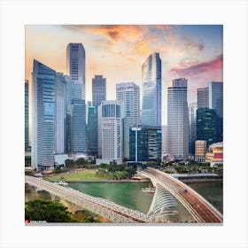 Singapore Skyline At Sunset Canvas Print