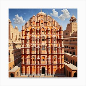 Hawa Mahal, India Cubism Style Canvas Print