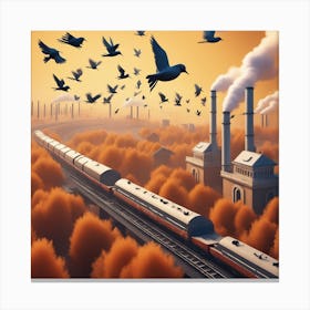 Train In The Autumn Canvas Print