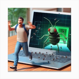 Man Running In Front Of A Computer Canvas Print