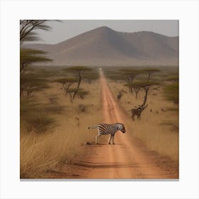 Zebra Crossing The Road Canvas Print