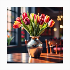 Tulips In A Vase Canvas Print