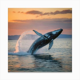 Humpback Whale Breaching At Sunset 31 Canvas Print