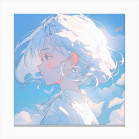 Anime Girl With White Hair Canvas Print
