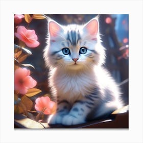 Little Kitten With Blue Eyes Canvas Print