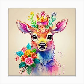 Deer With Crown 4 Canvas Print