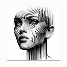 Women Face - Abstract Line Art Illustration 281 Canvas Print