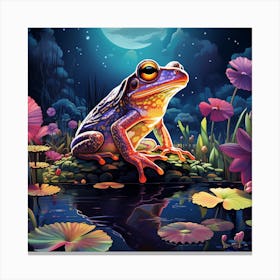 Colourful Frog At Night 1 Canvas Print