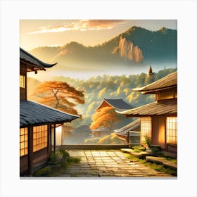 Firefly Rustic Rooftop Japanese Vintage Village Landscape 43681 Canvas Print