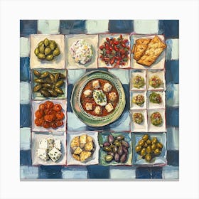 Mediterranean Mezze Platter Checkerboard 2 Canvas Print
