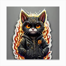 Cat In Flames Canvas Print