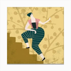 Woman On The Stairs Canvas Print