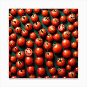 Red Tomatoes On Green Background Canvas Print