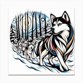 Siberian Husky S Snowy Expedition Canvas Print