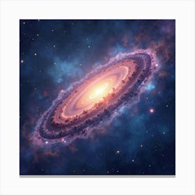 Watercolor Galaxy With Glowing Cosmic Phenomena 1 Canvas Print