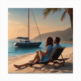 Millionaire Couple On The Beach Canvas Print